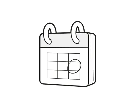 Illustration: Ein Kalender mit einer kreisförmigen Markierung.