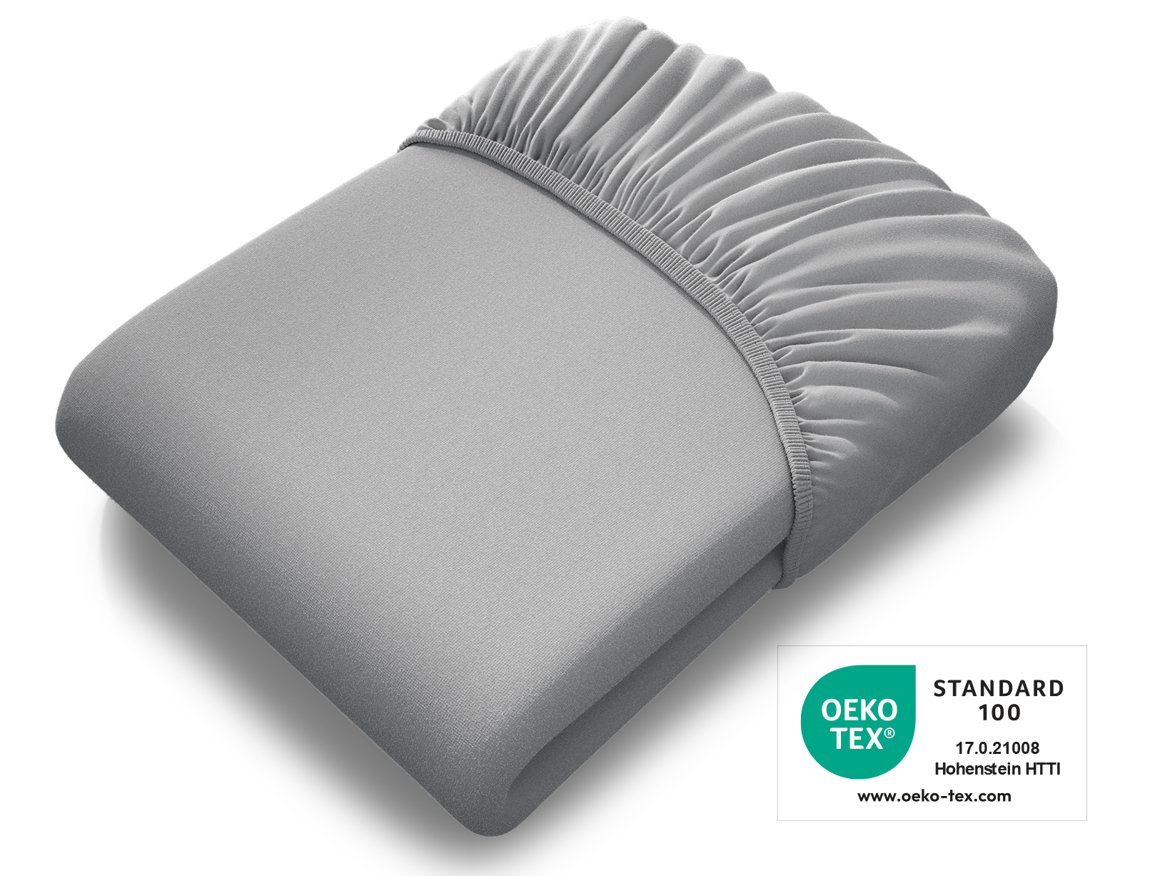 Le drap-housse BODYGUARD® extra-haut plié, avec le label Oeko-Tex® Standard 100