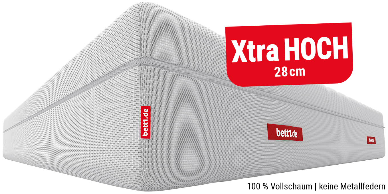 BODYGUARD Boxspring Matratze Weich. Text: Xtra hoch 28 cm. 100 % Vollschaum, keine Metallfedern.