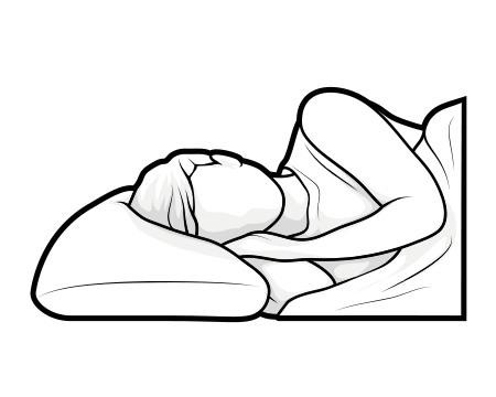 Illustration : une personne est allongé sur le côté, la tête posée sur un oreiller
