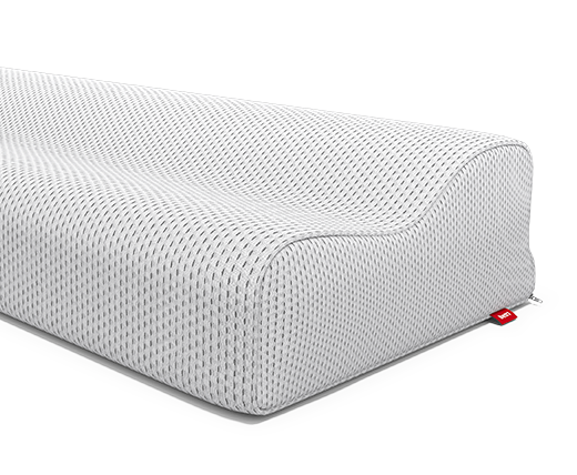 Das BODYGUARD® Nackenstützkissen. Daneben das Oeko-Tex® Standard 100 Siegel.	