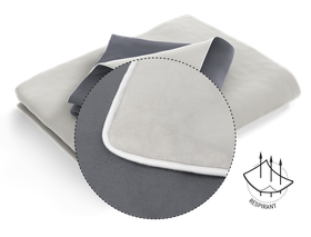 La linge de lit BODYGUARD® en satin : zoom sur la housse. Illustration du tissu traversé par trois flèches. Texte : respirant