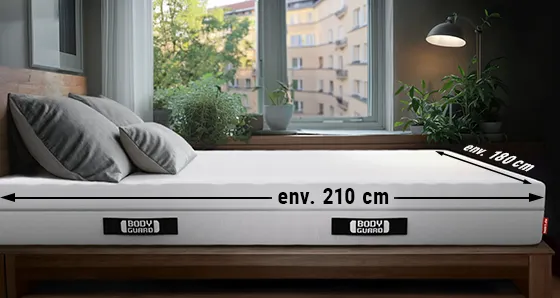 Matelas BODYGUARD 180x210 cm dans une chambre