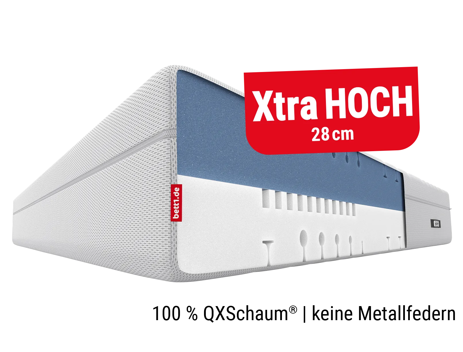 BODYGUARD Boxspring Matratze. Text: Xtra hoch 28 cm. 100 % QXSchaum, keine Metallfedern.