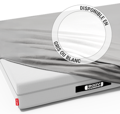 Matelas avec drap-housse en jersey Bodyguard disponible en gris et blanc
