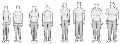 8 personnes de morphologie différente