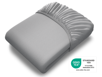 Le drap-housse BODYGUARD® extra-haut plié, avec le label Oeko-Tex® Standard 100